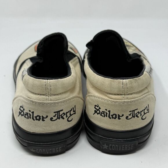 Converse Sailor Jerry Sneakers Mens 9 Tan Multicolor Nautical Slip On Shoes - Picture 11 of 16